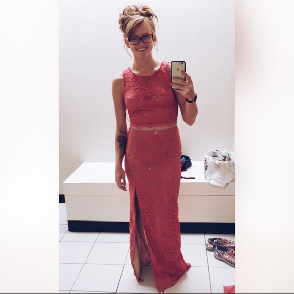 B. Smart Peach Formal Floor Length Gown - Picture 2 of 7